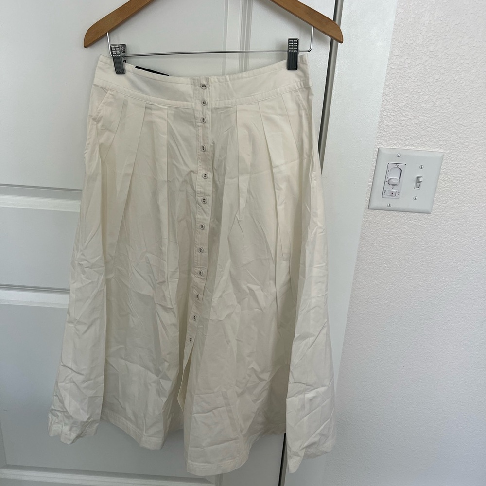 Banana Republic Factory White Button-Front Midi Skirt